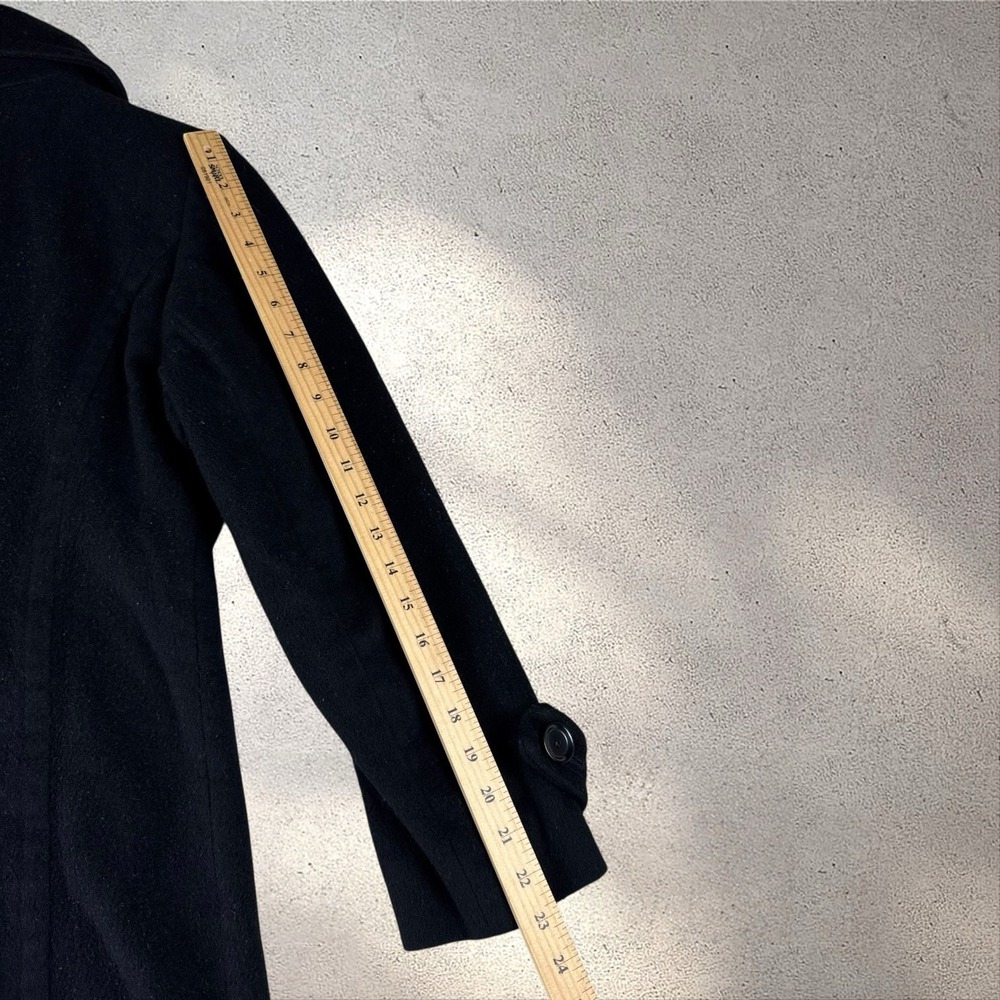Saks Fifth Ave x Loro‎ Piana Wool Pea Coat Women's Size 6 Black Trench Overcoat - Picture 8 of 8